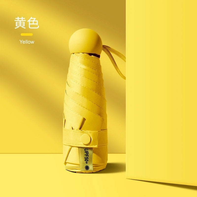 Contrast Color Folding Umbrella UV Protection Five-Rib Lightweight Compact Rain and Sunshade for Women|Umbrellas & Rain Gear