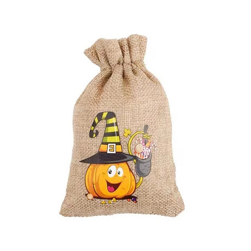 Halloween Pumpkin Linen Party Gift Bags Cute Cartoon Design | Party Supplies