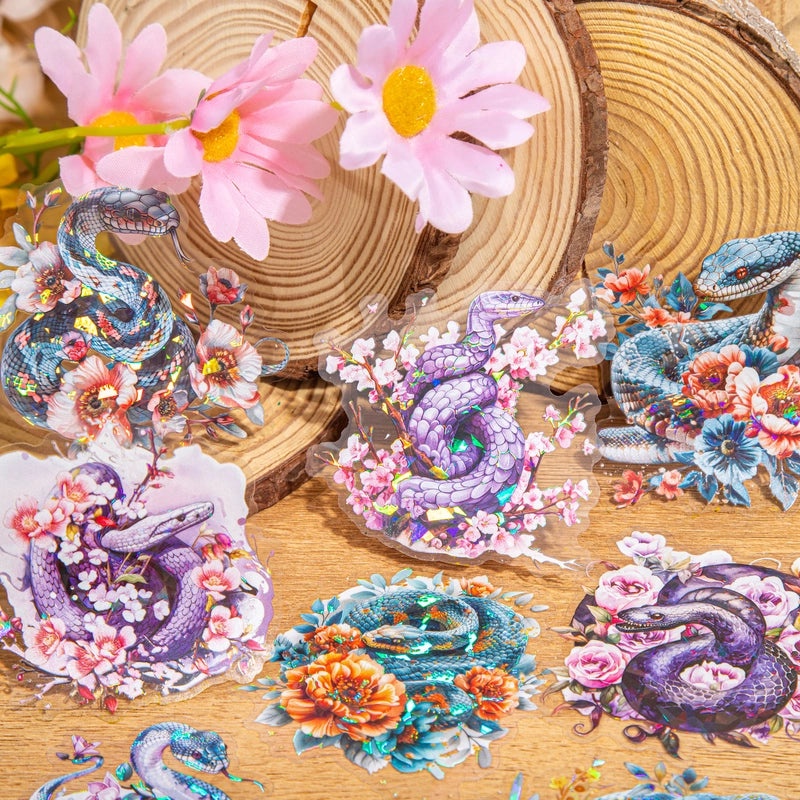 Floral Snake Pattern Vintage Style PET Stickers Set|Home & Garden Accessories