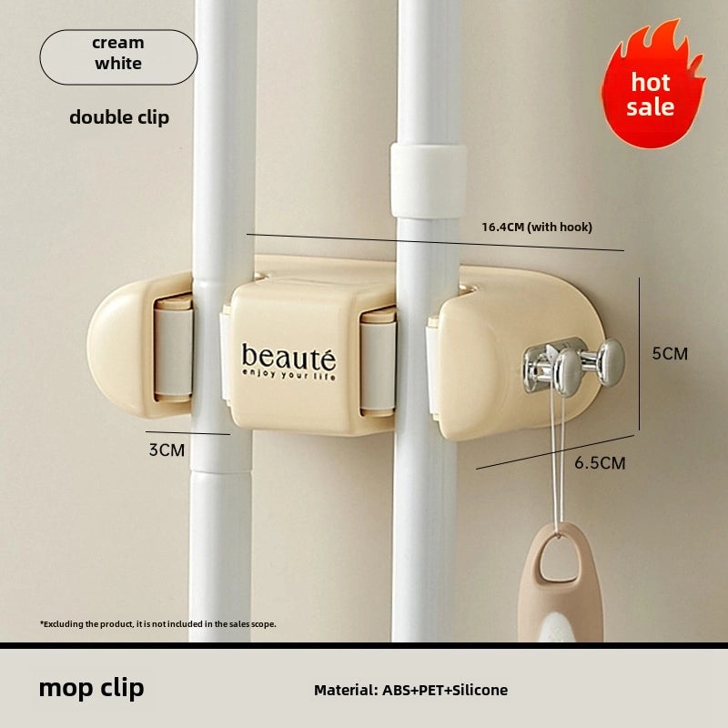 Punch-free Mop Clip Strong Adhesive Wall Hook for Bathroom Storage|Home & Kitchen Storage Accessories