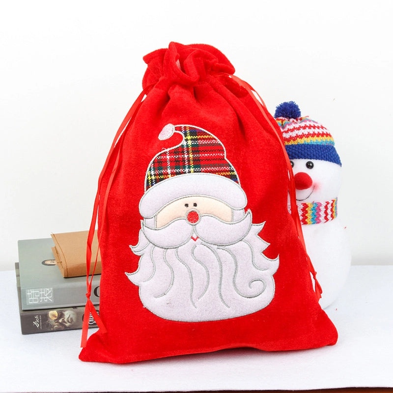Christmas Velvet Gift Bags with Santa Claus, Snowman, and Christmas Tree | Holiday Party Supplies