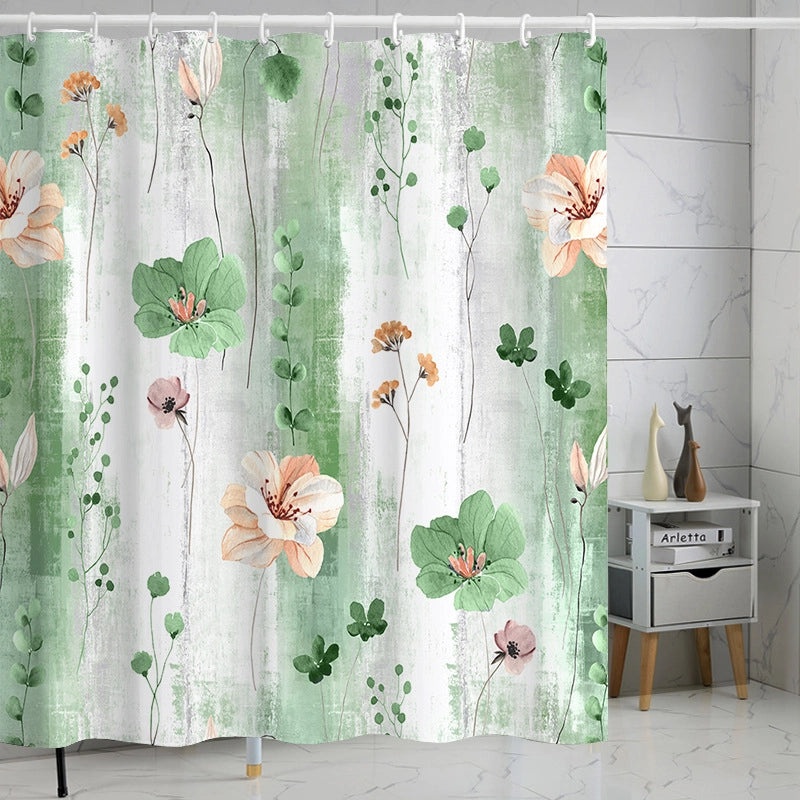 Waterproof Tropical Jungle Leaf Shower Curtain with Hooks 3D Printed Polyester for Bathroom|Shower Curtains & Accessories