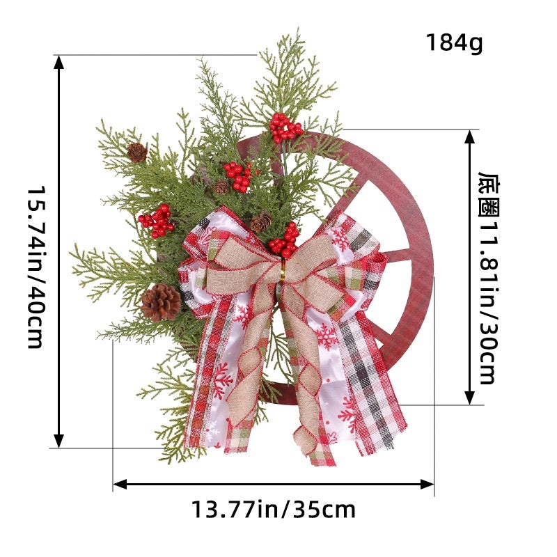 Christmas Wooden Roulette Wheel Door Hanging Garland with Pine Cones for Holiday Decor|Christmas Decorations