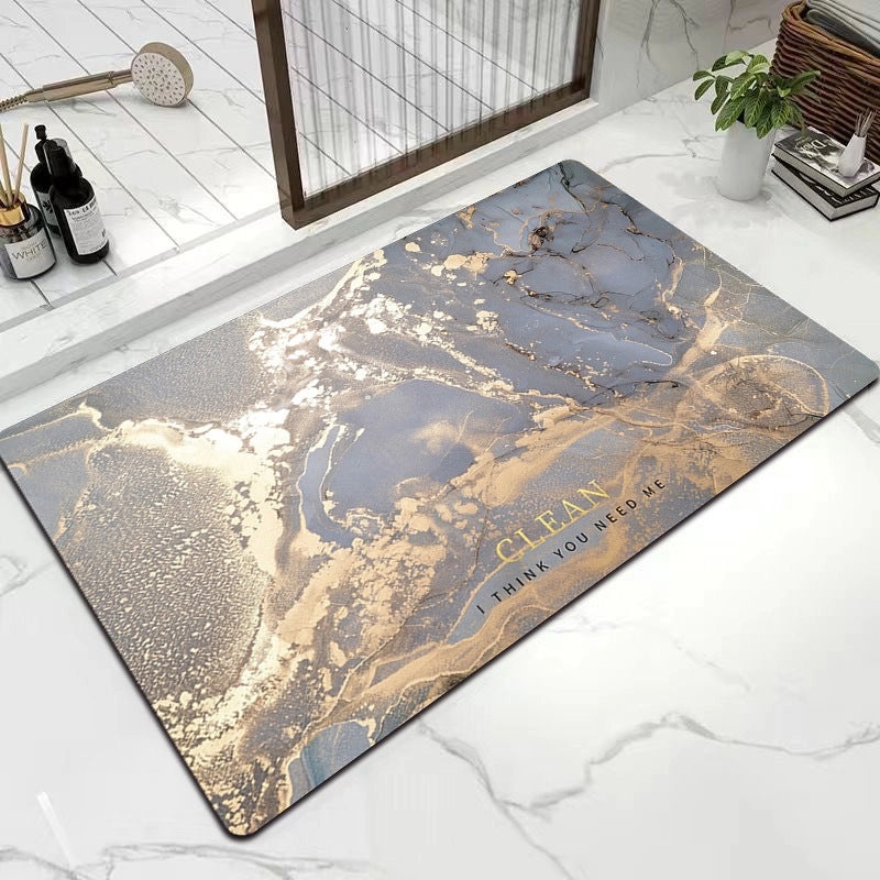 Diatom Mud Absorbent Bathroom Floor Mat Marble Design Large Non-Slip Door Mat | Home & Bath Accessories