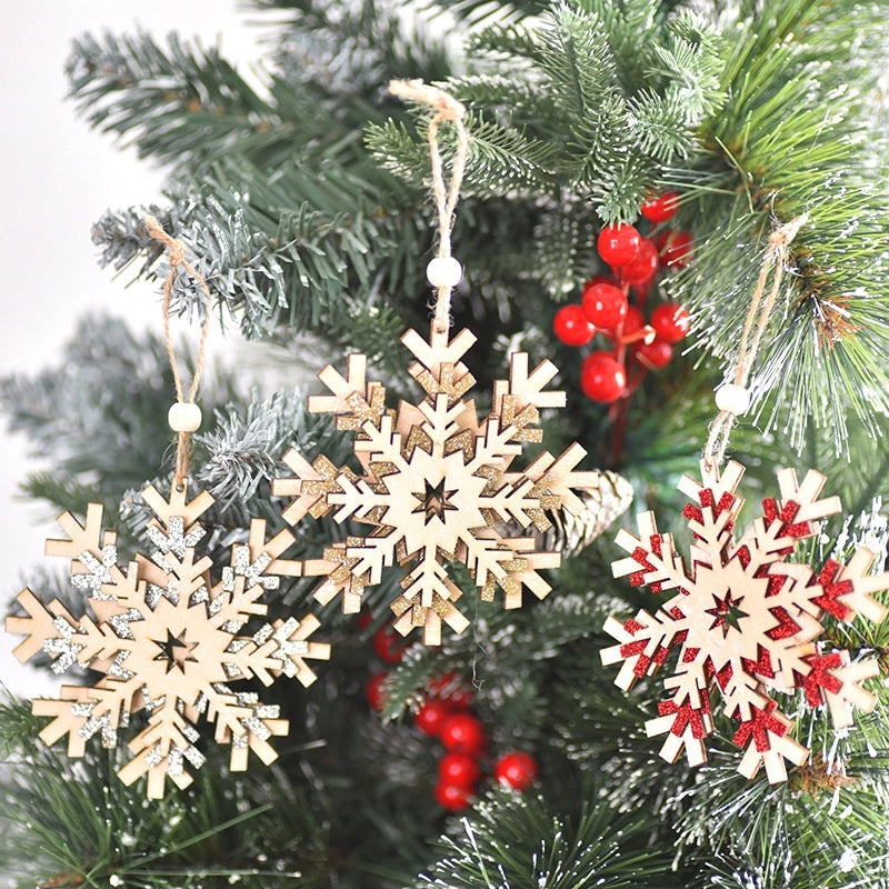 Festive Snowflake Wooden Hanging Ornaments for Christmas Party Decor|Christmas Decorations