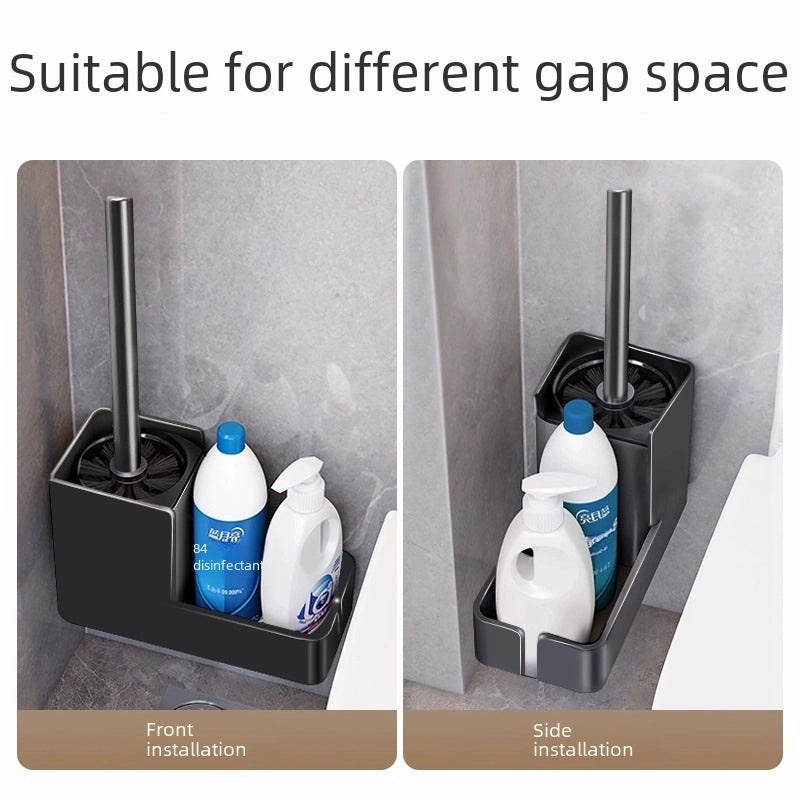 Light Luxury Wall-Mounted Toilet Brush with Storage Rack | Bathroom Accessories