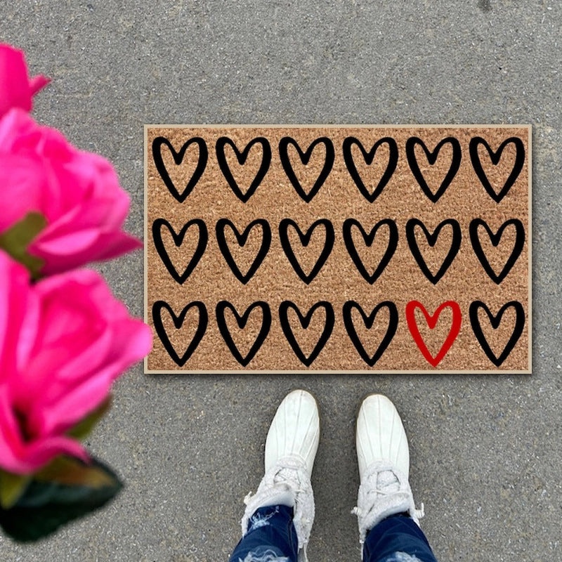 Valentine's Day Heart Shaped Polyester Bath Mat Casual Design|Home Decor & Bath Accessories