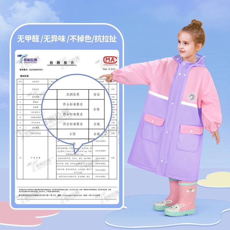 Kids Waterproof Raincoat Poncho with Schoolbag Cover for Kindergarten and School | Kids Rainwear