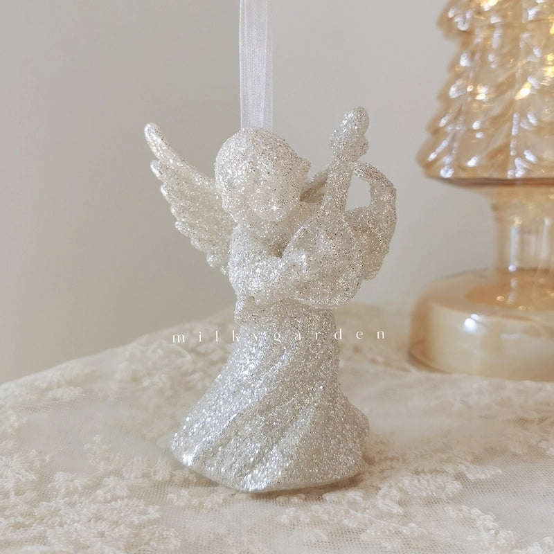Milky Garden Glitter Christmas Tree Pendant Snowflake Star Angel Garland Hanging Ornament|Christmas Decorations