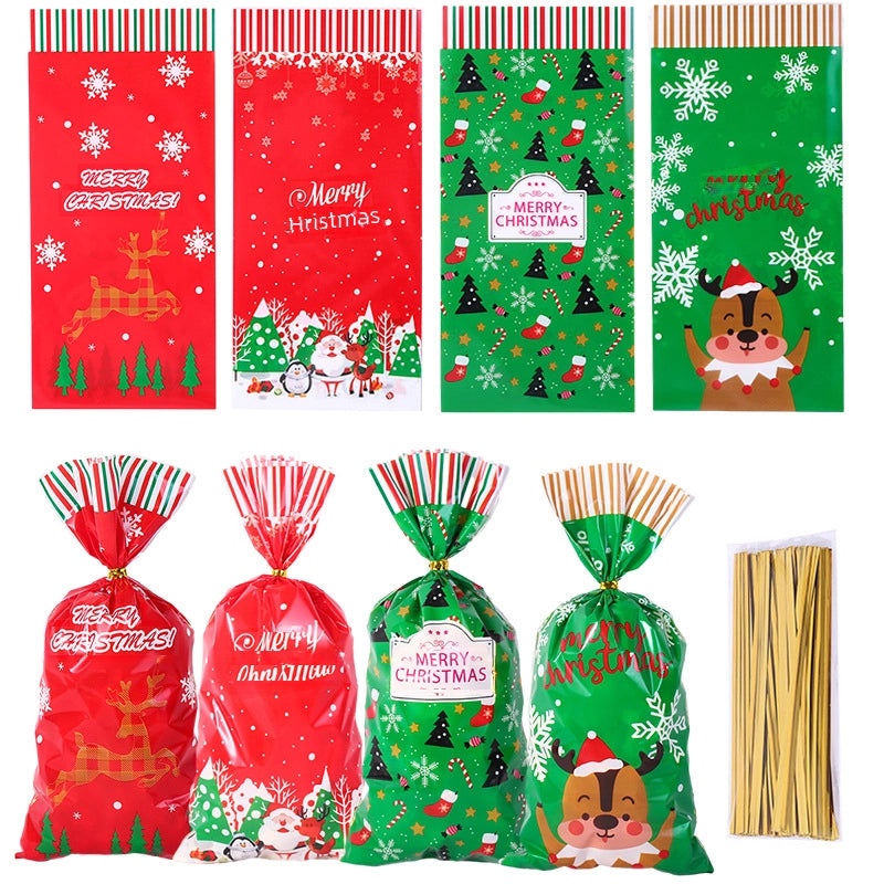 Christmas Candy Packaging Bag with Santa Claus and Snowflake Design|Holiday Gift Bags