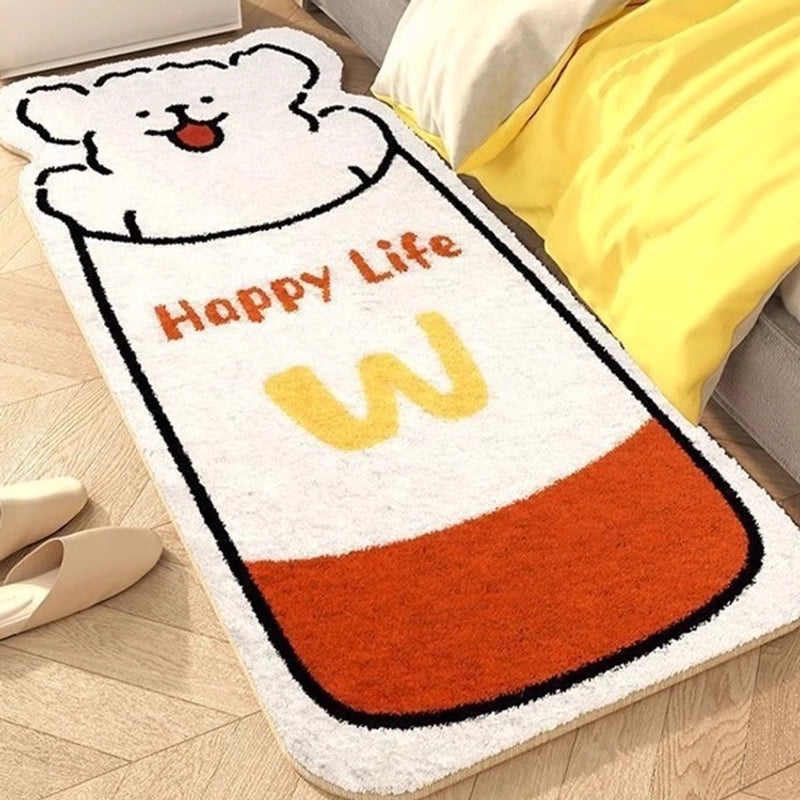 Cute Puppy Shaped Kids Bedroom Rug Soft Faux Cashmere Non-slip Carpet for Girls' Room Bay Window Mat|Home Decor Carpet