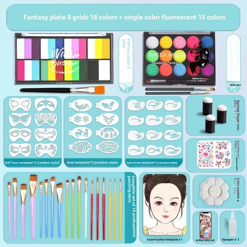 12-Color Face Paint Set for Kids Water-Soluble Safe Halloween Body Makeup|Children's Face Paint & Body Art