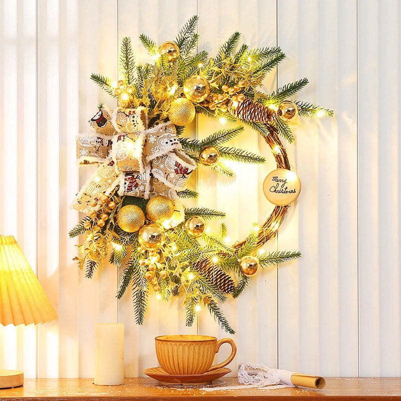 Christmas PE Rattan Garland with Christmas Tree Horn Pendant for Mall and Hotel Window Decoration|Home Decor & Seasonal Decorations