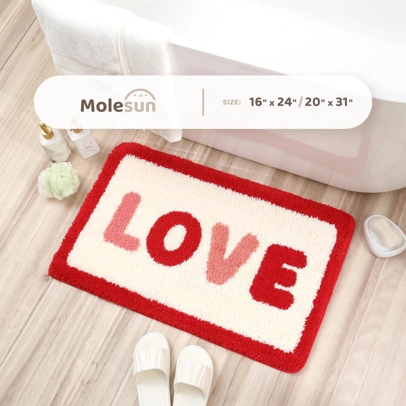 Valentine's Day Casual Elegant Letter Heart Shape Imitation Cashmere Polyester Bath Mat|Home & Bath Accessories