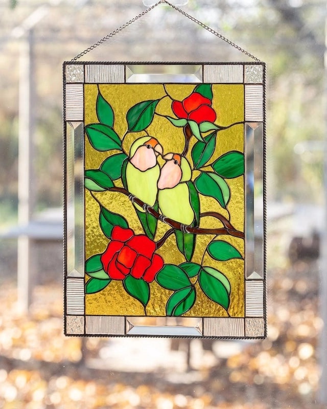 Colorful Lovebird Pendant Easter Gift Red Bird Window Decoration | Home Decor Ornaments