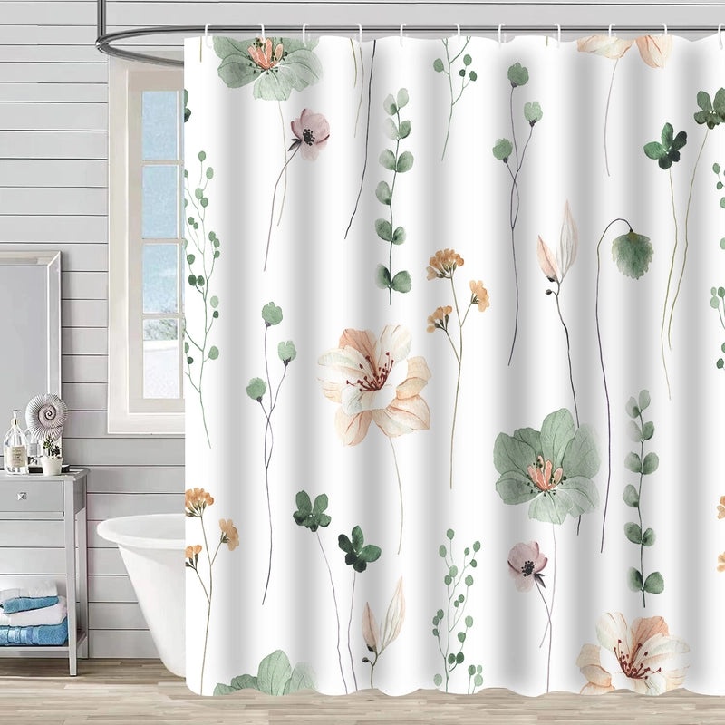 Waterproof Tropical Jungle Leaf Shower Curtain with Hooks 3D Printed Polyester for Bathroom|Shower Curtains & Accessories