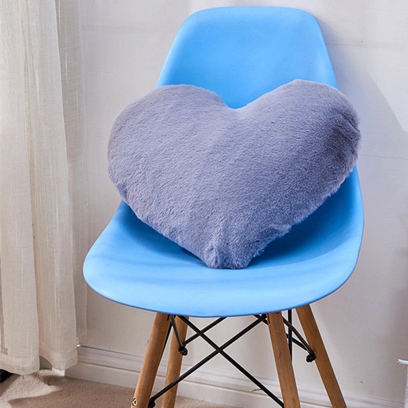 Heart-shaped Plush Rabbit Fur Pillow Soft Sofa Waist Cushion Car Seat Cushion|Home Decor Cushions