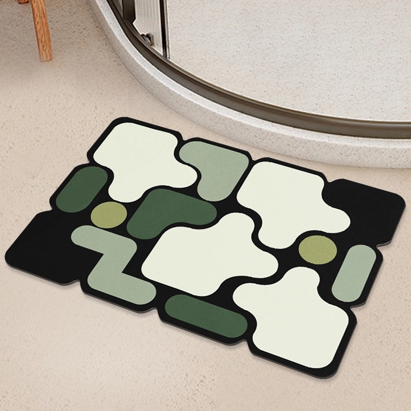 Geometric Diatom Mud Absorbent Bath Mat Non-Slip Soft Bathroom Rug|Bath Accessories
