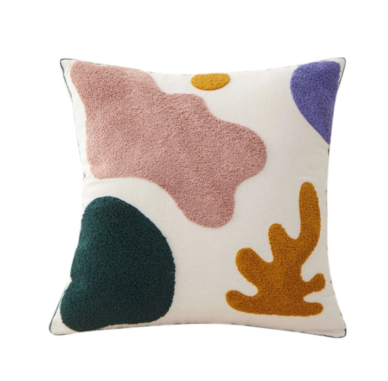 Embroidered Cotton Floral Cushion Cover Soft Decorative Pillow Case for Sofa Bedside Home Decor|Home Decor & Pillows