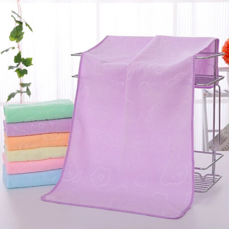 Embossed Bear Quick-Dry Small Microfiber Towel 75x35cm Absorbent Gift Towel|Home & Kitchen Textiles