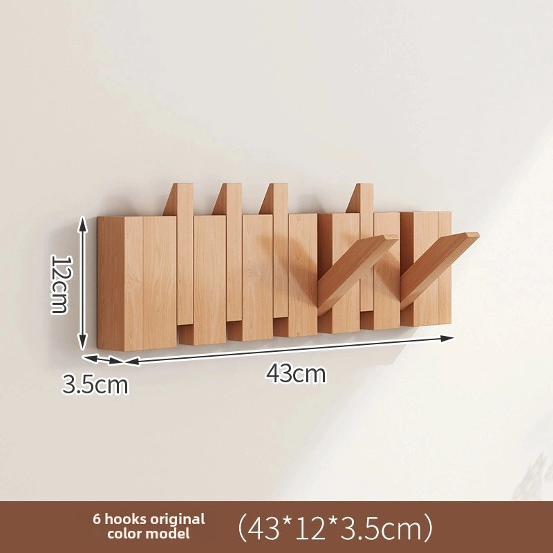Solid Wood Piano Key Hook Punch-Free Wall Mounted Japanese Style Clothes Hanger for Entrance Door|Home Organization & Storage