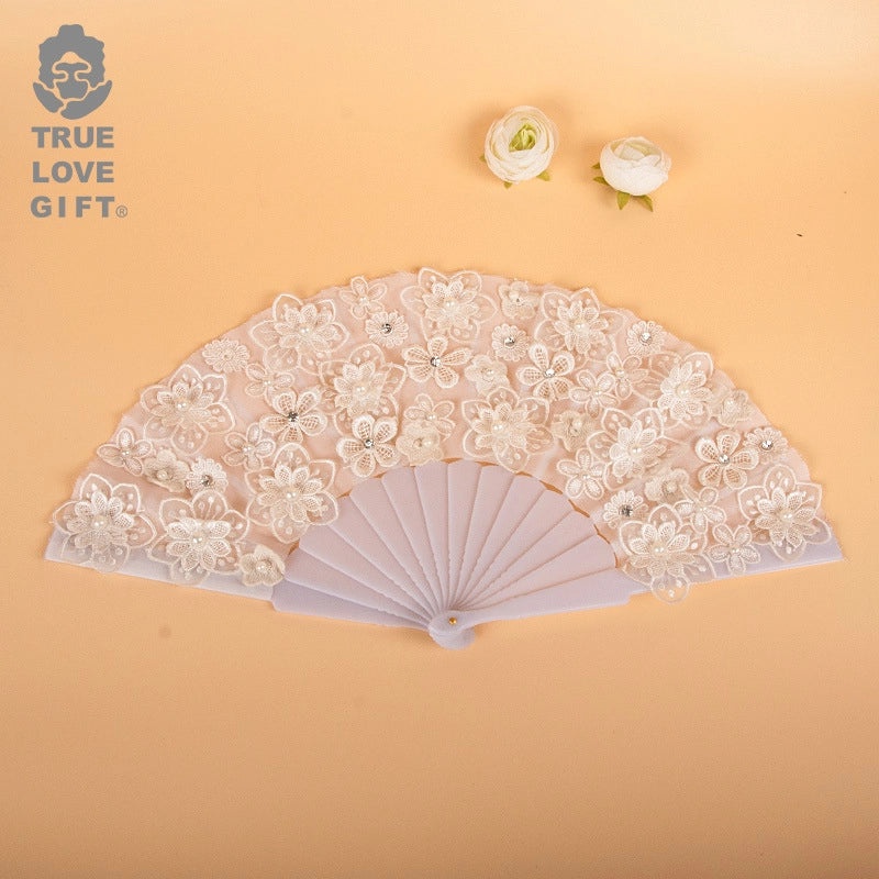 Elegant Lady Minimalist Floral Bamboo Lace Fan Ornaments | Fashion Accessories