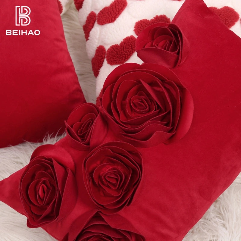 Heart-Shaped Solid Color Polyester Pillow Covers for Couch and Sofa | Home Decor Pillows