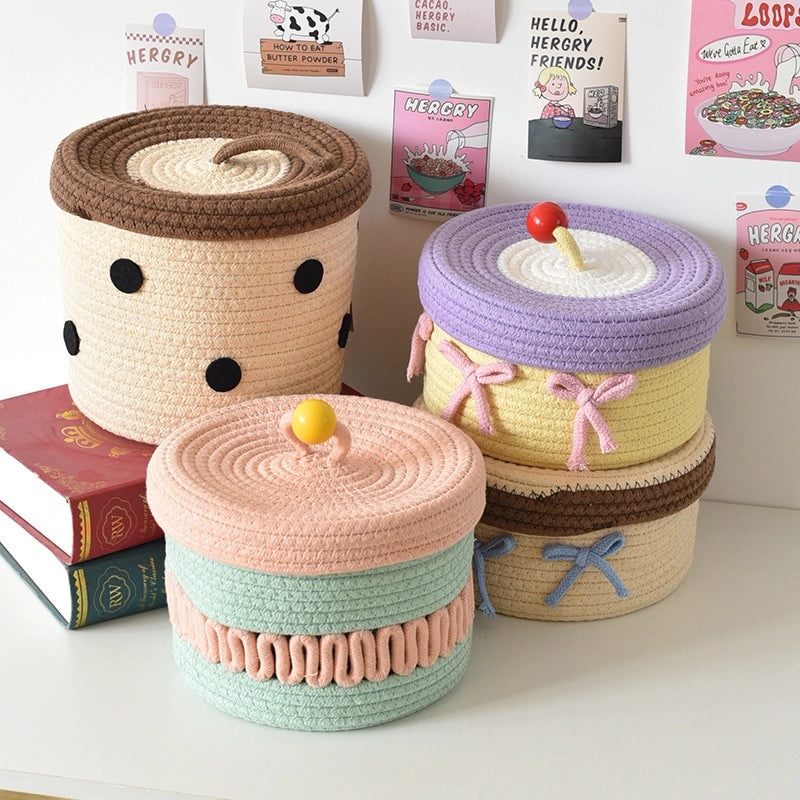 Colorful Cotton Thread Storage Basket with Cute Pattern | Home Organization