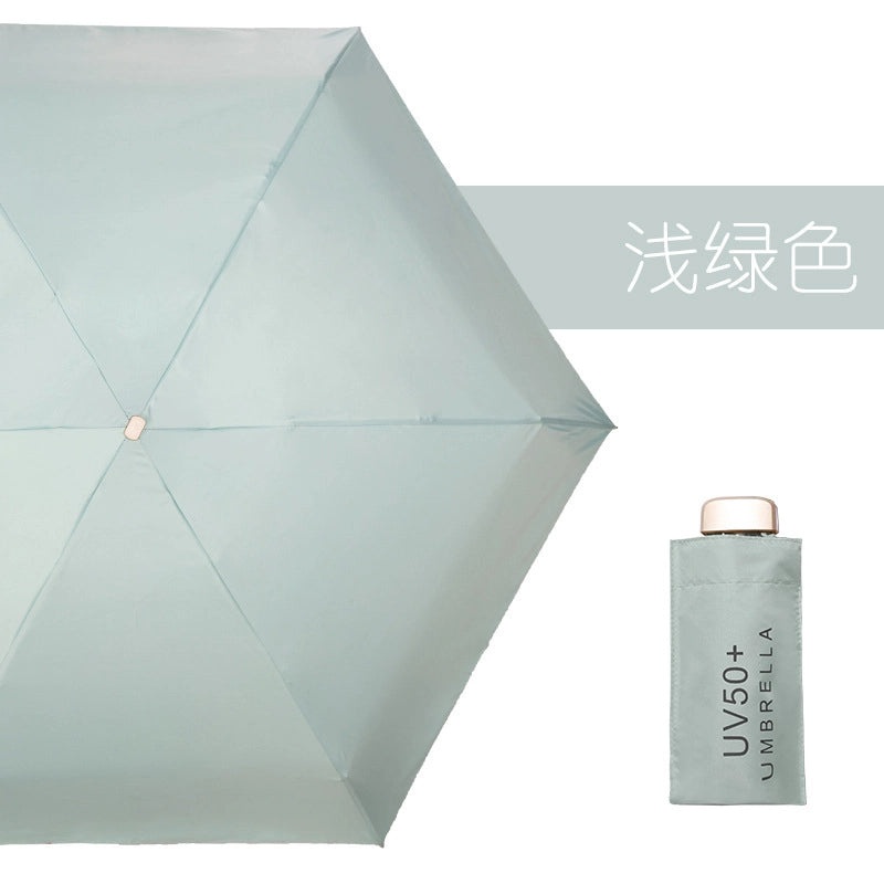 Ultra Lightweight Portable Mini Sun Umbrella with UV Protection, 6 Bones, Black Rubber Handle | Sun Protection Umbrellas