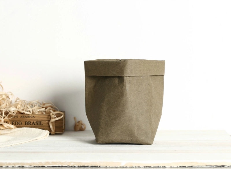 Kraft Paper Flower Pot Storage Bag for Cosmetics Refrigerator Washable Durable Household Items|Home Storage & Organization