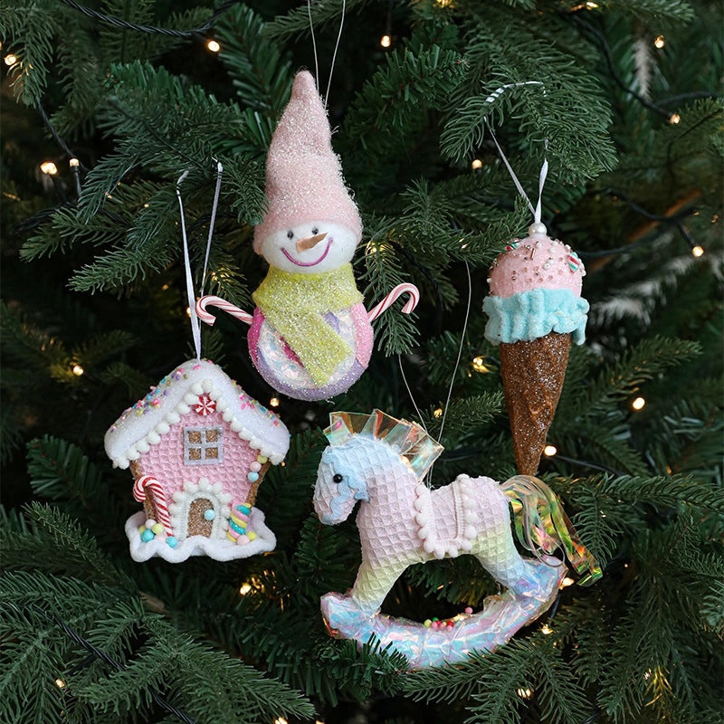Adorable Pastoral Ice Cream Snowman Foam Hanging Ornaments for Casual Holiday Party Decorations|Holiday Ornaments