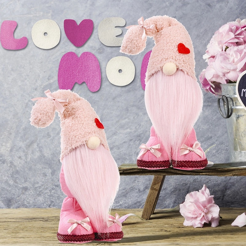 Heart Shape Bow Knot Rudolph Doll Holiday Table Decor Indoor Cute Plush Toy|Home Decor