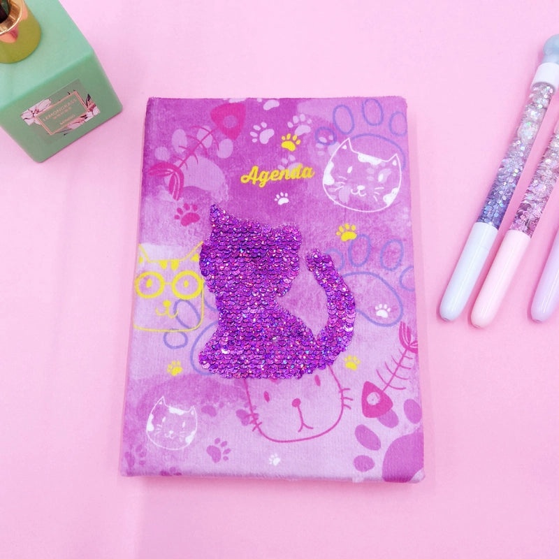 Ice Cream Star Red Heart Plush Notebook with Sequins | Stationery & Notebooks