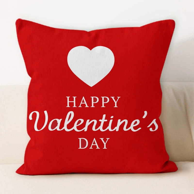 Valentine's Day Minimalist Letter Plush Throw Pillow Cover for Couch and Sofa Decor | Home Decor & Pillows