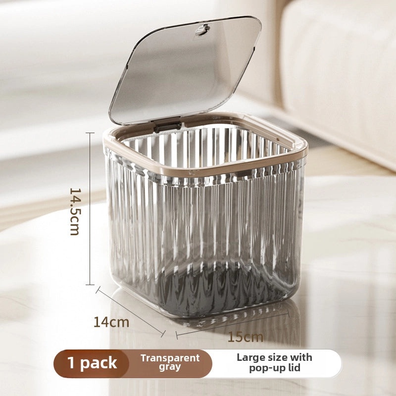 Mini Desktop Trash Can with Lid and Pressure Ring for Dining Table and Desk | Home & Kitchen Storage Containers