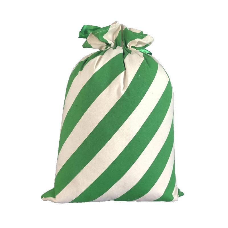 Christmas Cute Letter Stripe Canvas Party Gift Bag|Festive Gift Bags