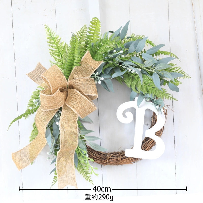 American Christmas Wreath Rattan Door Hanging Small Fresh Natural Decor Simulation Letter | Home Decor