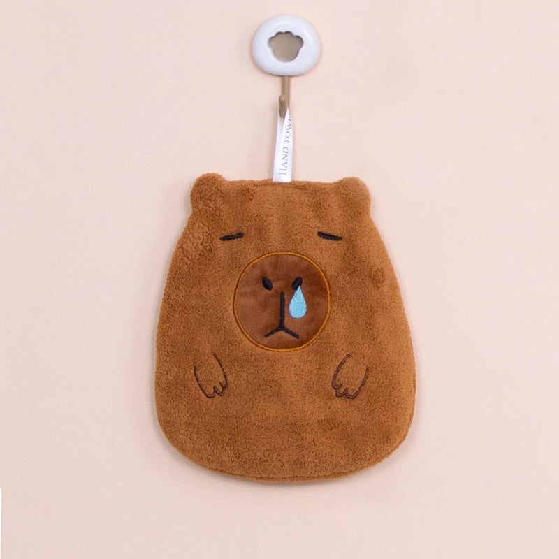 Cute Capybara Hanging Hand Towel Absorbent Kitchen & Bathroom Cartoon Rag | Home & Kitchen Textiles