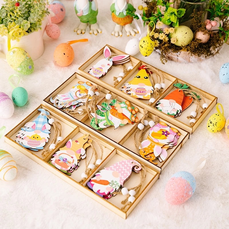 Easter Bunny and Carrot Wooden Hanging Ornament, Cute Festival Table Decoration|Home Decor