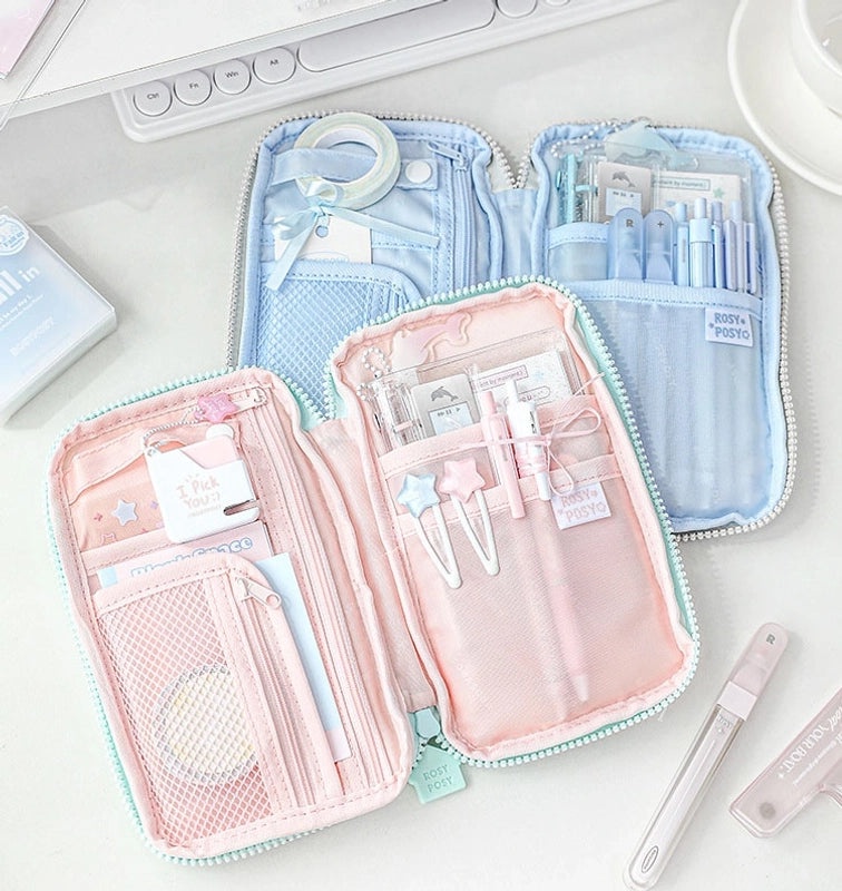 Color Block Korean Style Cute School Pencil Case for Students|Stationery & Pencil Cases