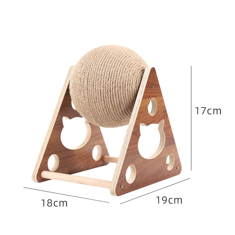 Durable Wooden Cat Scratching Post with Hand-Wound Rope Ball and Climbing Frame for Pets|Cat Toys & Accessories