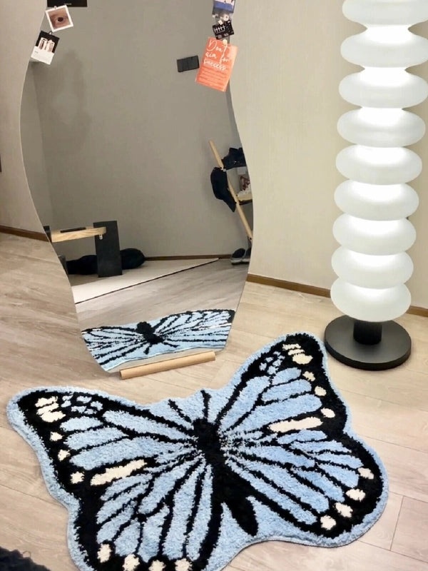 Butterfly Pattern Flocking Carpet for Casual Vacation Home Decor | Home Decor & Artificial Decorations