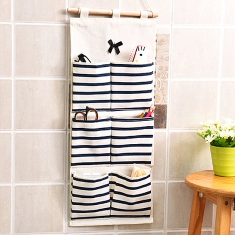 Zakka Cotton Linen Hanging Storage Pocket Waterproof Multi-layer Organizer for Bathroom Door Wall|Home Storage & Organization