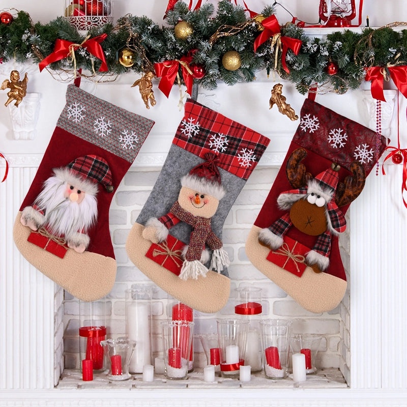 Christmas Santa Claus and Elk Hanging Ornaments Cute Festive Socks for Party Decoration|Christmas Decorations