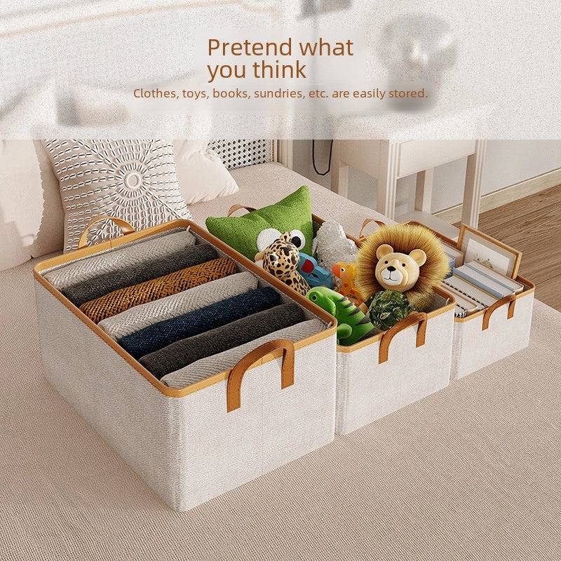 Foldable Polyester Cotton Storage Basket for Clothes | Home Storage Solutions