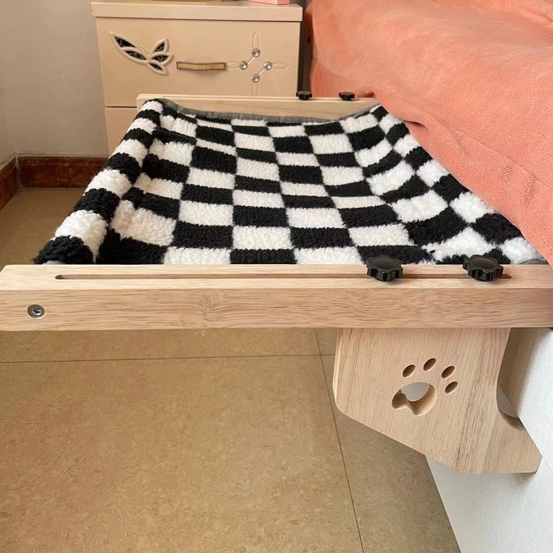Cat Hanging Bed for Window Balcony Solid Wood Cat Nest Hammock Bedside Strong Load 40kg | Pet Supplies Cats Beds