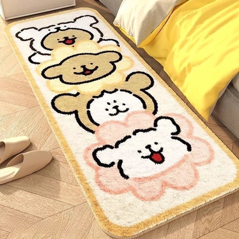 Cute Puppy Shaped Kids Bedroom Rug Soft Faux Cashmere Non-slip Carpet for Girls' Room Bay Window Mat|Home Decor Carpet