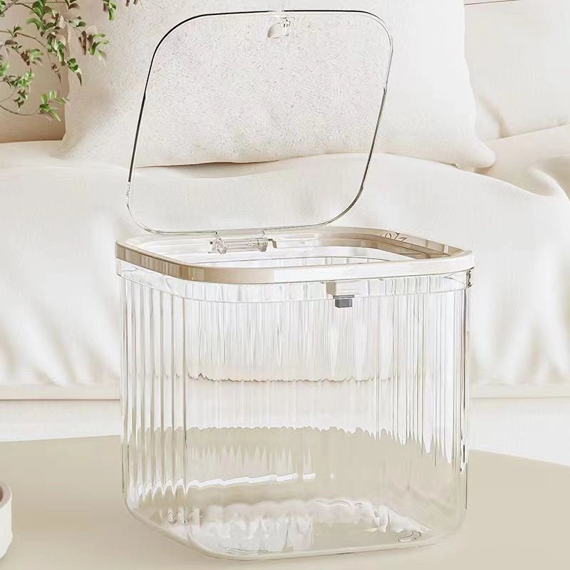 Push-Open Mini Desktop Trash Can Transparent Small Table Paper Bin for Bedroom Office Home Use|Home & Living>Storage & Organization>Trash Bins