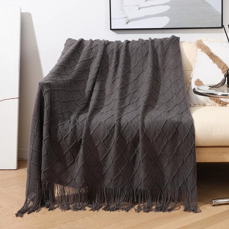 Cozy Solid Color Acrylic Fiber Blanket for Home | Bedding & Blankets