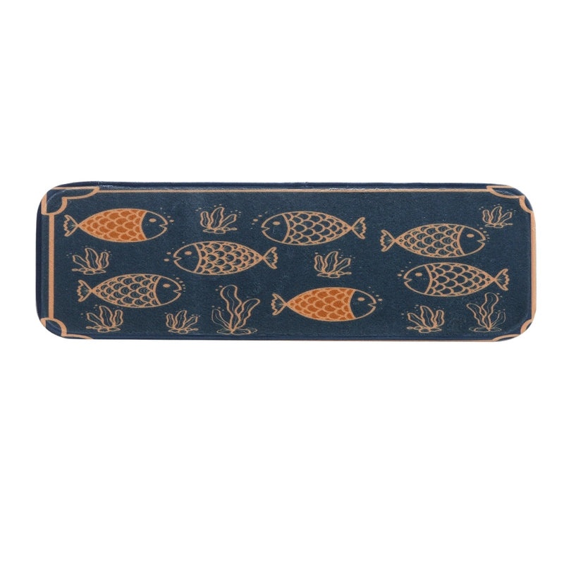 Velvet Fish Loop Bath Mat with Casual Color Block Design|Home & Living Bath Rugs